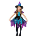 Black-Turquoise-Purple - Front - Smiffys Girls Deluxe Moon & Stars Light Up Witch Costume