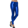 Blue - Back - Smiffys Womens-Ladies 80s Disco Metallic Leggings