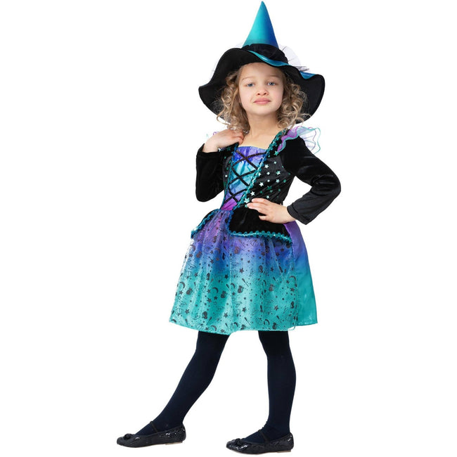 Black-Purple-Turquoise - Lifestyle - Smiffys Girls Cosmic Witch Costume Set