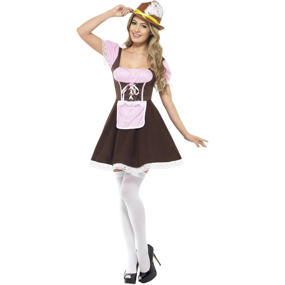 Brown - Pack Shot - Smiffys Womens-Ladies Tavern Costume Dress