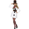 White-Black - Back - Smiffys Womens-Ladies Miss Snowman Costume Set