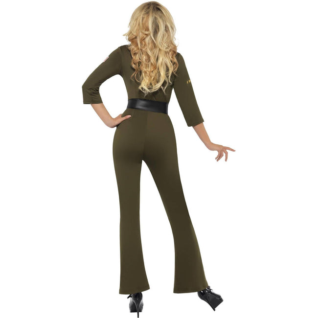 Green - Side - Top Gun Womens-Ladies Aviator Costume