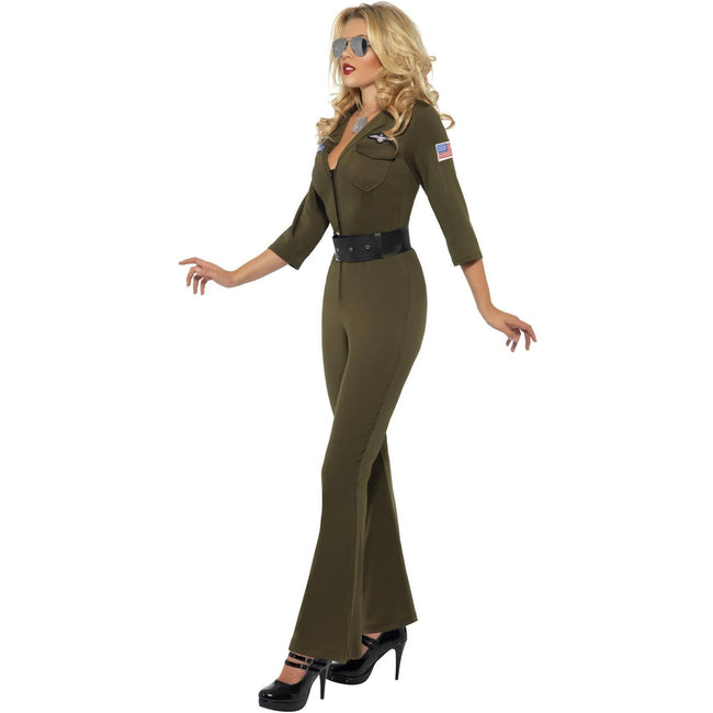 Green - Lifestyle - Top Gun Womens-Ladies Aviator Costume
