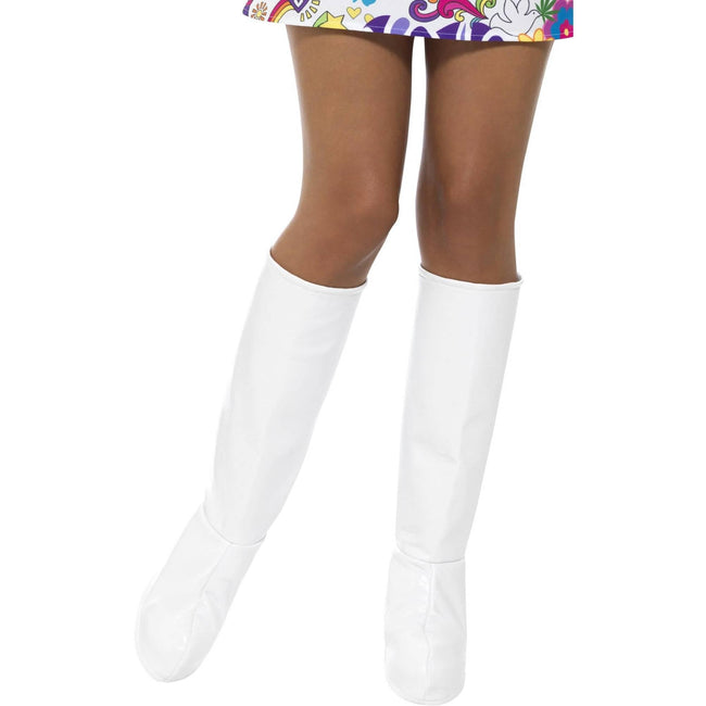 White - Back - Smiffys Womens-Ladies Gogo Boot Covers