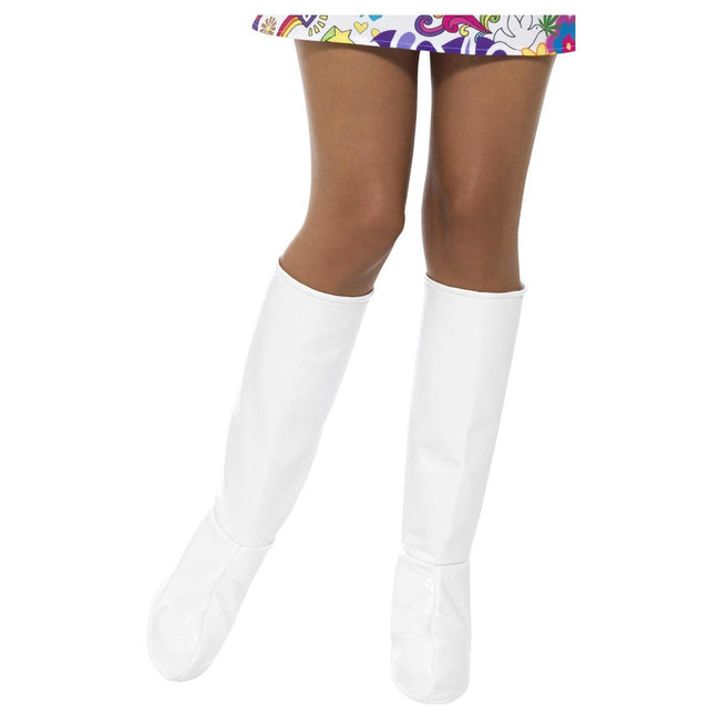 White - Front - Smiffys Womens-Ladies Gogo Boot Covers