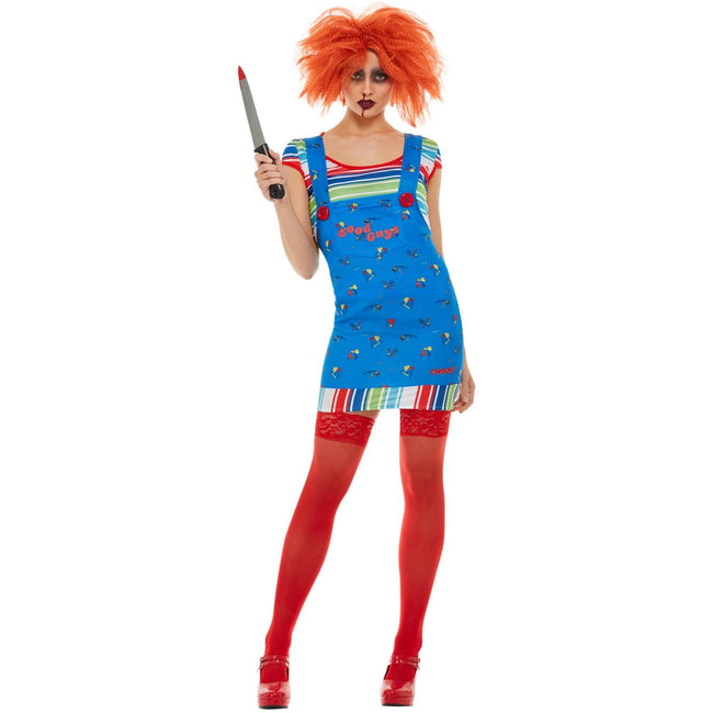 Blue - Back - Chucky Womens-Ladies Costume