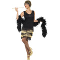 Black-Gold - Back - Smiffys Womens-Ladies 1920s Flapper Costume Dress