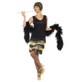 Black-Gold - Front - Smiffys Womens-Ladies 1920s Flapper Costume Dress