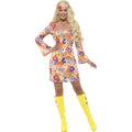 Multicoloured - Back - Smiffys Womens-Ladies Hippie Flowers Costume Set