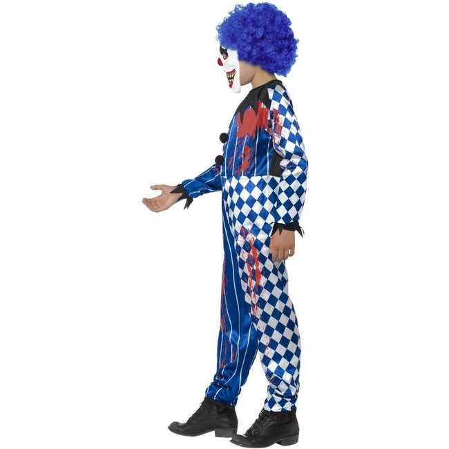 Blue-White-Black - Lifestyle - Smiffys Childrens-Kids Deluxe Sinister Clown Costume Set