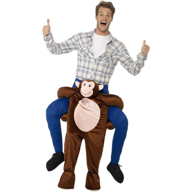 Brown - Back - Smiffys Unisex Adult Monkey Piggy Back Costume