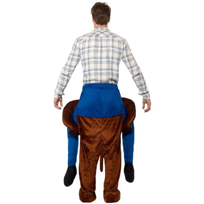 Brown - Side - Smiffys Unisex Adult Monkey Piggy Back Costume