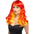 Red-Orange - Back - Smiffys Womens-Ladies Devil Flame Ombre Wig