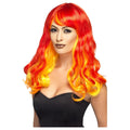 Red-Orange - Front - Smiffys Womens-Ladies Devil Flame Ombre Wig