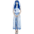 White-Blue - Back - Corpse Bride Womens-Ladies Emily Costume Set
