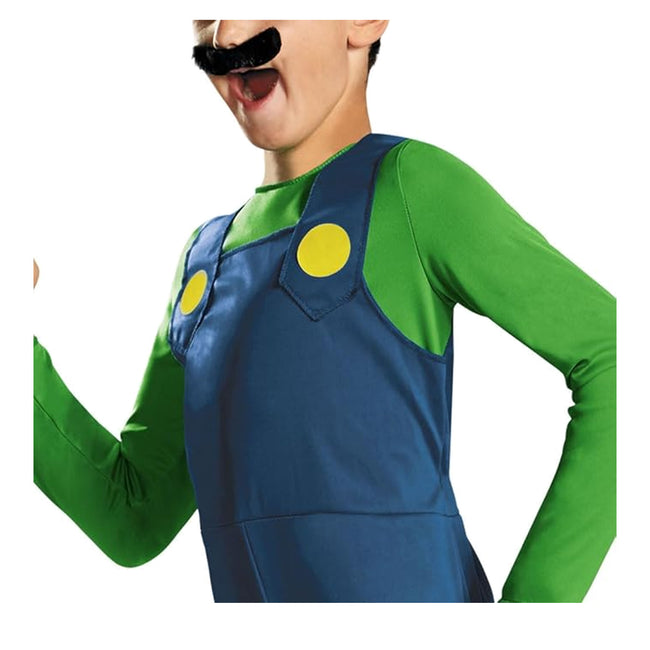 Blue-Green - Side - Super Mario Boys Luigi Costume Set