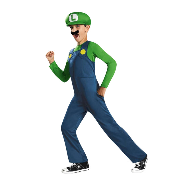 Blue-Green - Front - Super Mario Boys Luigi Costume Set
