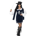 Navy-White-Black - Side - Smiffys Womens-Ladies Musketeer Costume Set