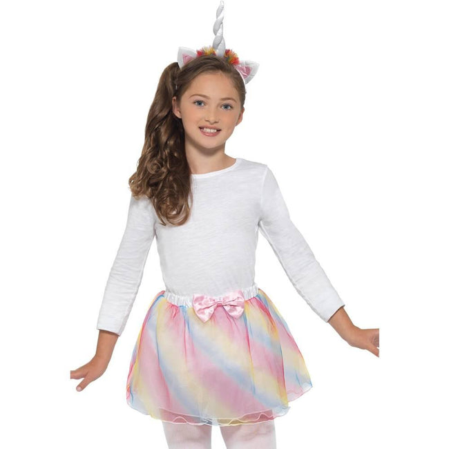 Multicoloured - Back - Smiffys Girls Unicorn Costume Set