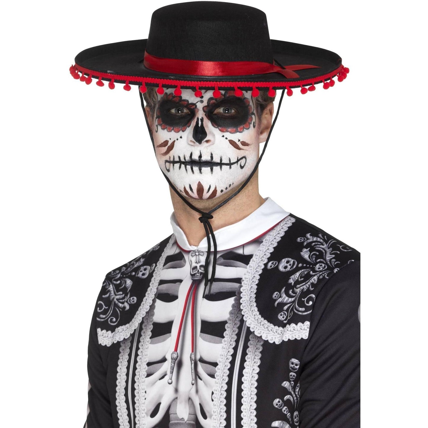 Black-Red - Back - Smiffys Mens Senor Day Of The Dead Costume Hat