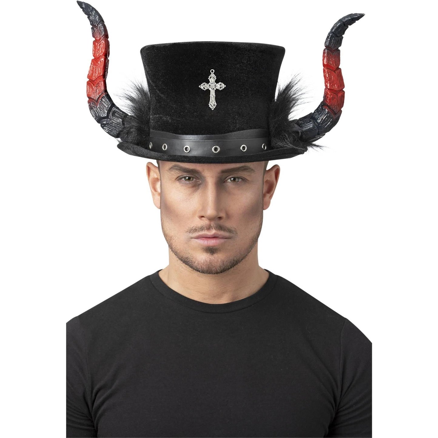 Black-Red - Back - Smiffys Unisex Adult Deluxe Devil Top Hat