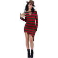 Red-Black - Back - A Nightmare On Elm Street Womens-Ladies Freddy Krueger Costume Dress