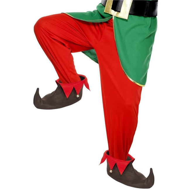 Brown-Red - Side - Smiffys Mens Elf Costume Shoes