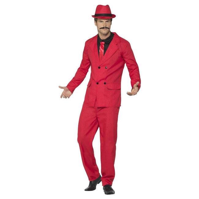 Red - Front - Smiffys Mens Zoot Costume Suit Set