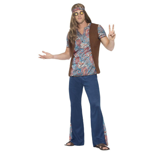 Blue - Front - Smiffys Mens Orion The Hippie Costume Set
