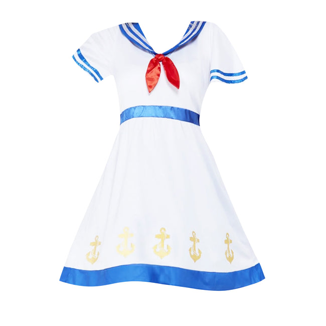 White-Blue - Back - Smiffys Womens-Ladies High Seas Sailor Costume