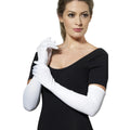 White - Back - Smiffys Womens-Ladies Long Length Plain Gloves