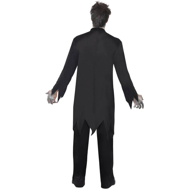 Black-White - Side - Smiffys Mens Zombie Priest Costume