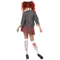 Grey-White-Red - Side - Smiffys Womens-Ladies High School Horror Zombie School Girl Costume Set