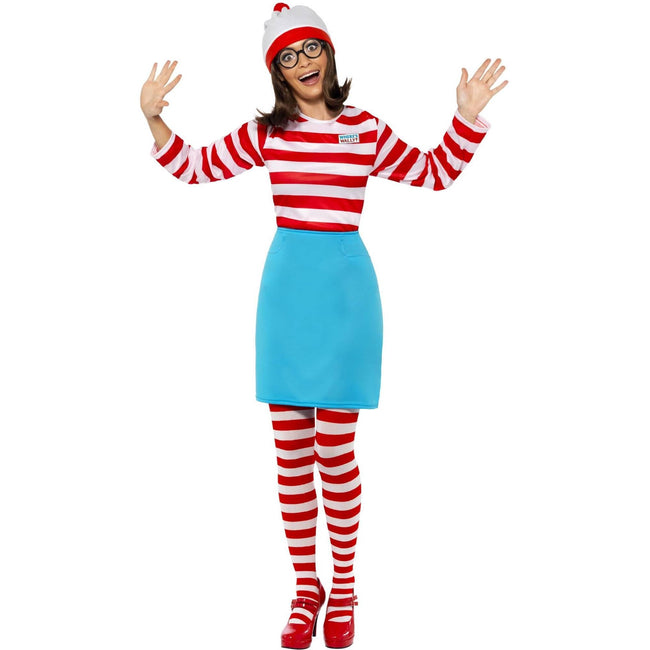 White-Red-Blue - Back - Wheres Wally? Womens-Ladies Wenda Costume Set