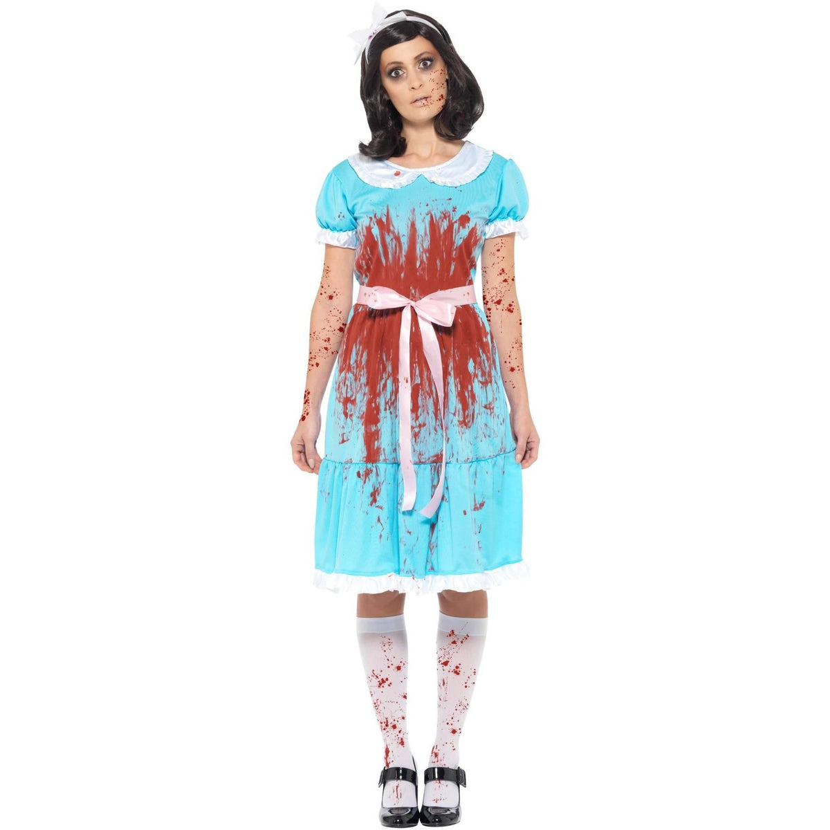 Blue-Red-White - Pack Shot - Smiffys Womens-Ladies Murderous Twin Bloody Costume Set