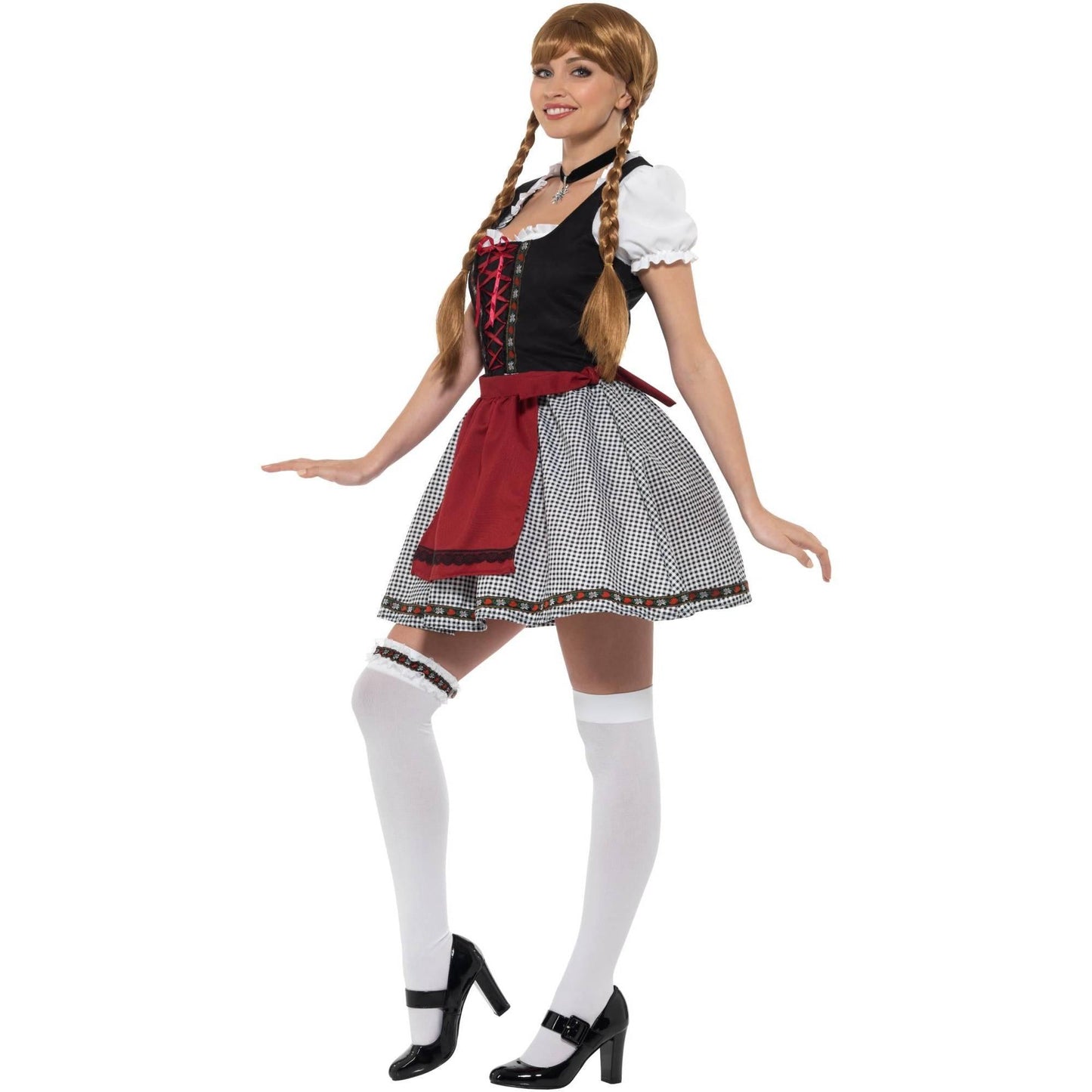 Black-Maroon - Lifestyle - Smiffys Womens-Ladies Flirty Frulein Bavarian Costume Set