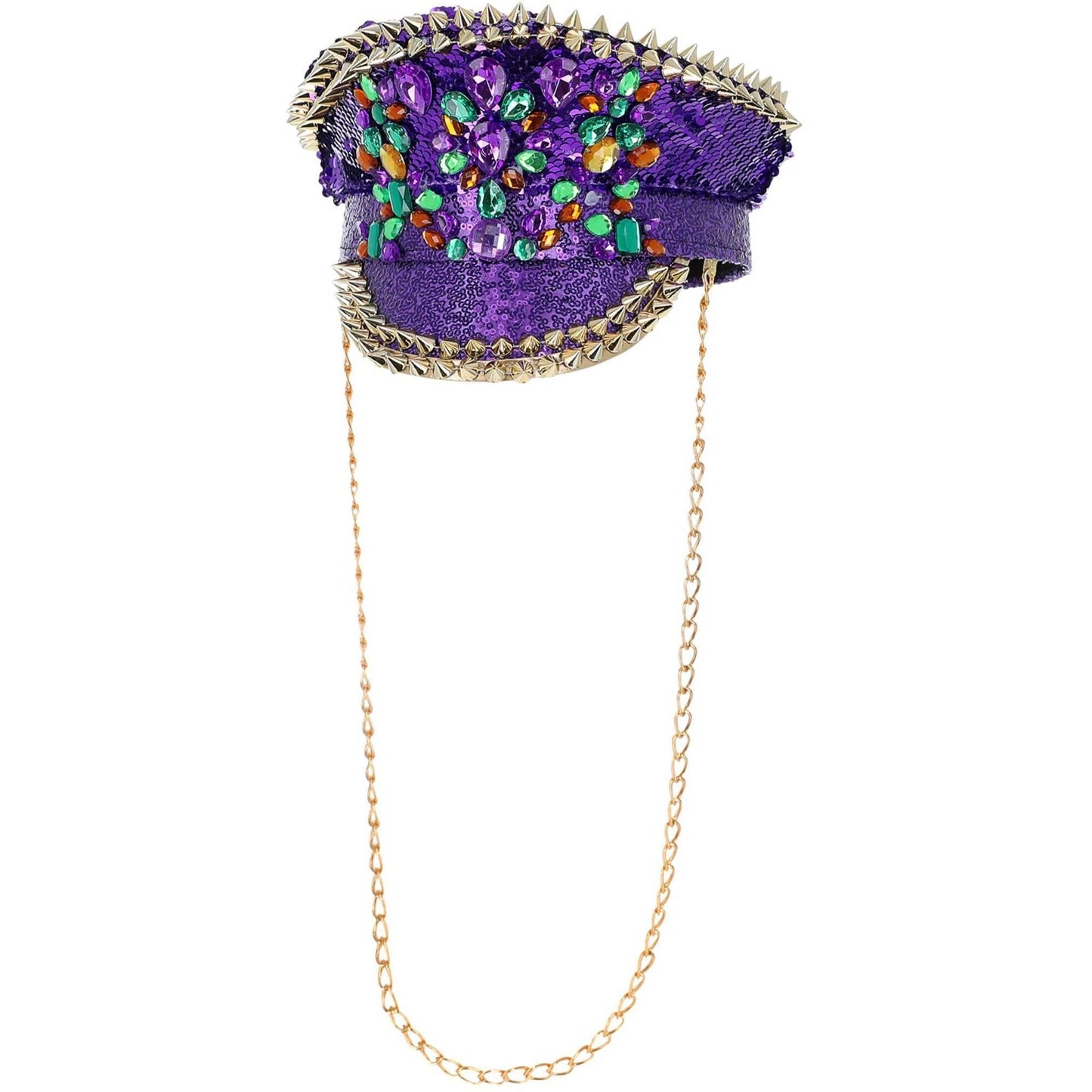 Purple - Back - Fever Unisex Adult Deluxe Sequin Studded Captains Hat