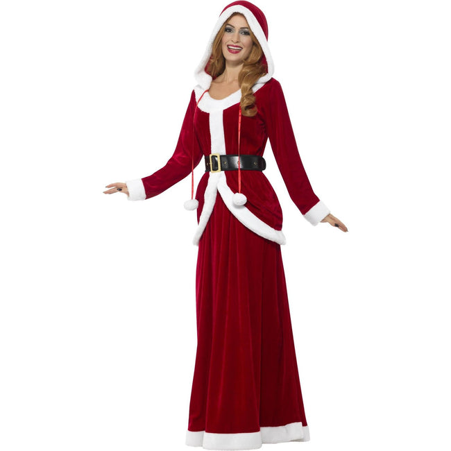 Red - Lifestyle - Smiffys Womens-Ladies Deluxe Miss Claus Costume Set