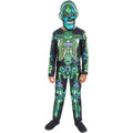 Black-Green - Back - Smiffys Childrens-Kids Skeleton Gamer Glow In The Dark Costume Set