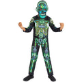 Black-Green - Side - Smiffys Childrens-Kids Skeleton Gamer Glow In The Dark Costume Set