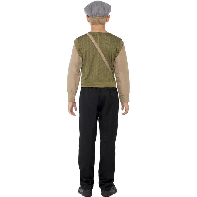 Green-Beige-Grey - Side - Smiffys Boys Evacuee Costume Set