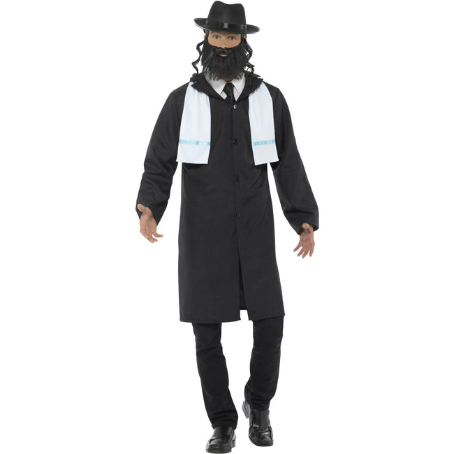 Black - Back - Smiffys Mens Rabbi Costume Set