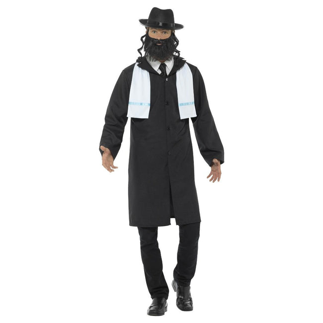 Black - Front - Smiffys Mens Rabbi Costume Set