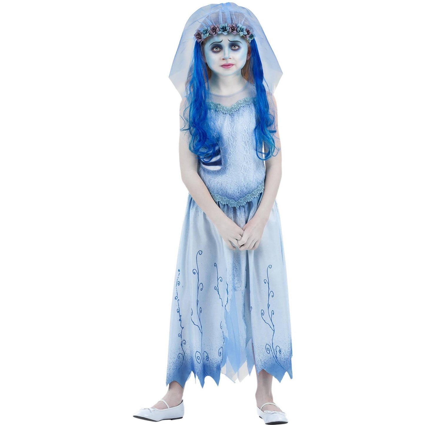 Blue-White - Pack Shot - Corpse Bride Girls Emily Costume Set