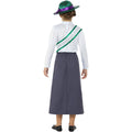 Grey-White-Green - Side - Smiffys Girls Victorian Suffragette Costume Set