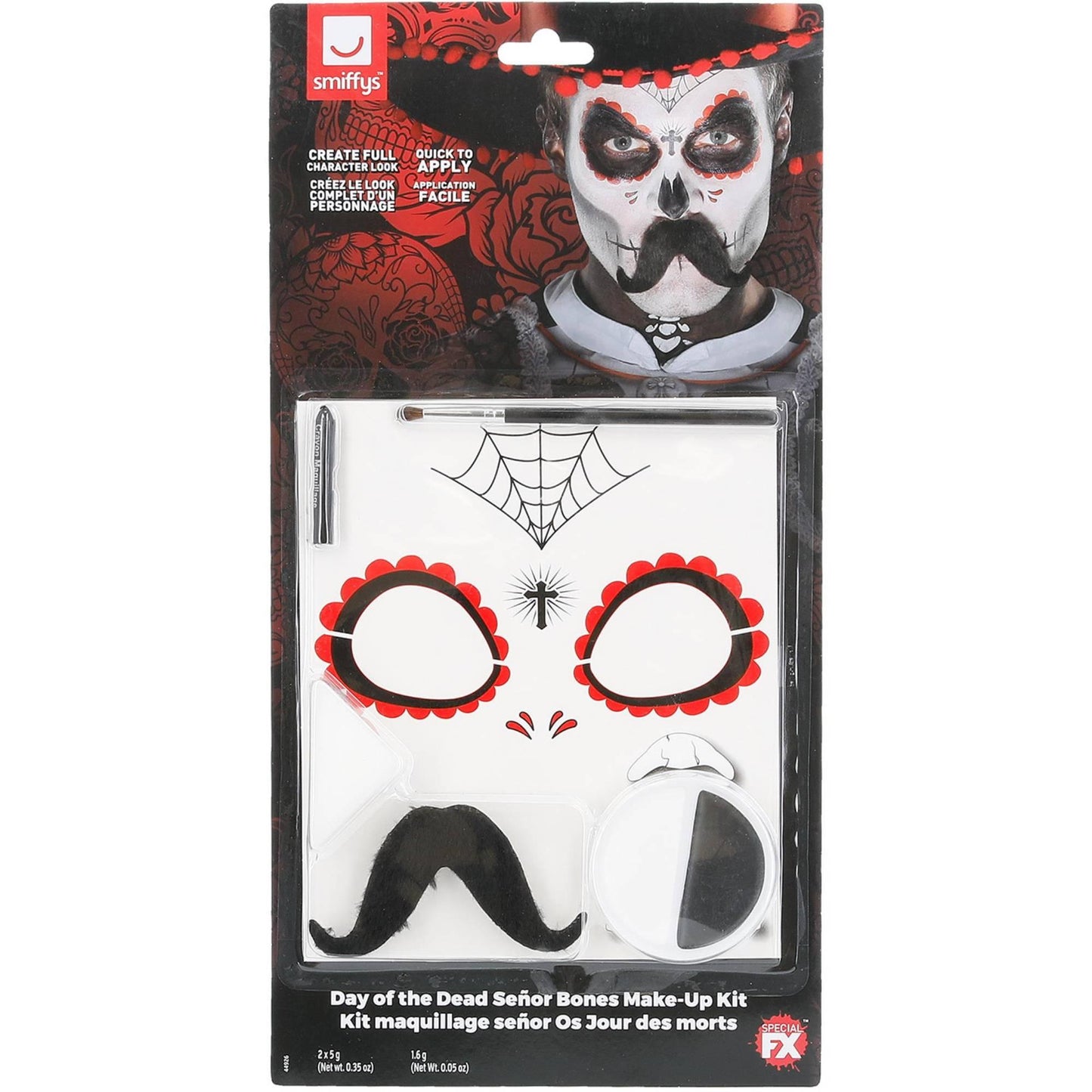 White-Black - Side - Smiffys Senor Bones Day Of The Dead Costume Make-Up Set