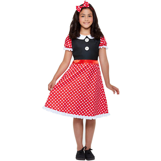 White-Red-Black - Back - Smiffys Girls Cute Mouse Costume Set