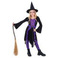 Black-Purple - Front - Smiffys Girls Practical Spell Witch Costume Set