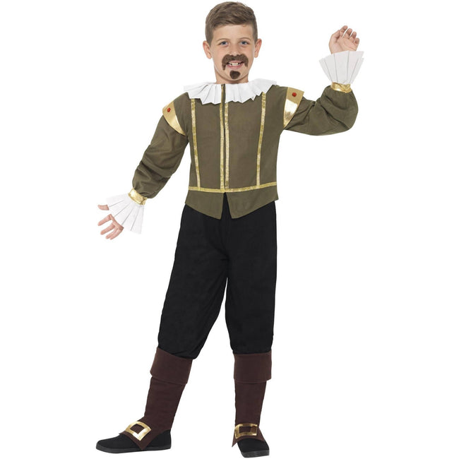 Green-Black-White - Back - Smiffys Boys Shakespeare Costume Set