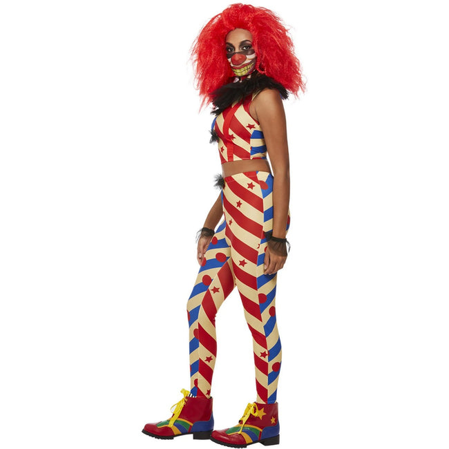 Multicoloured - Side - Smiffys Womens-Ladies Creepy Clown Costume Set